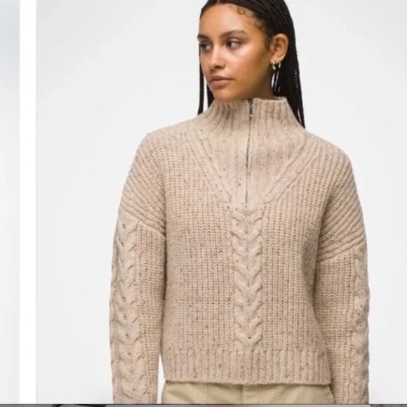 Prana Laurel Creek Sweater Small Oatmeal NWT Poly/Wool/Silk - Picture 1 of 14